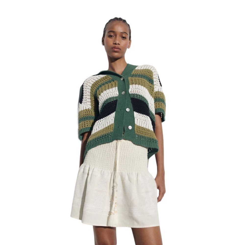 Zara Ecru Linen Blend Short Skirt Size M XL NWT Smocked Waist Summer Mini Skirt - Picture 6 of 15